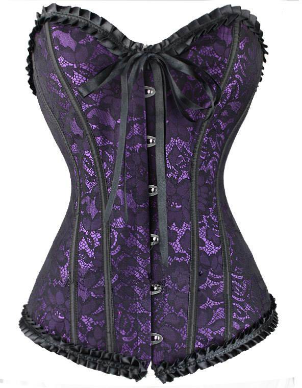 Violet Black Flower Lace Corset